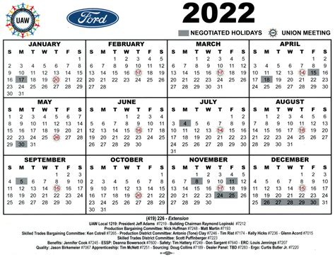 Uaw Holiday Calendar 2022